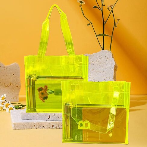 ONEART 2 Pcs 11L Beach Tote Bag 12x5x11 Clear Bag for Pool Party Shopping Bag Travel Sports Events Soild Colour Tote Bag in Saudi Arabia