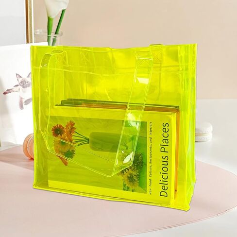 ONEART 2 Pcs 11L Beach Tote Bag 12x5x11 Clear Bag for Pool Party Shopping Bag Travel Sports Events Soild Colour Tote Bag in Saudi Arabia