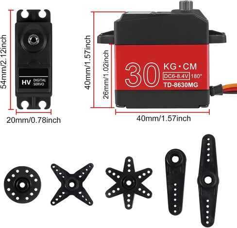AITRIP 2Pack 20KG Digital RC Servo Digital Servo High Torque Full Metal Gear Waterproof with 25T Servo Horn for RC Model DIY, Control Angle 180° in Kuwait