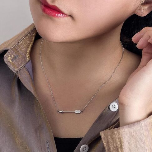 Chic 925 Sterling Silver Cupid's Arrow Pendant Necklace Women Dainty Arrow Initial Choker Silver/Gold Fine Jewelry Gift For Her in Kuwait