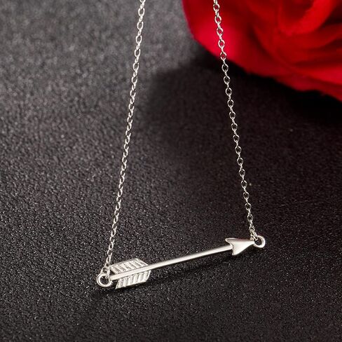 Chic 925 Sterling Silver Cupid's Arrow Pendant Necklace Women Dainty Arrow Initial Choker Silver/Gold Fine Jewelry Gift For Her in Kuwait