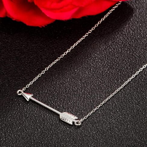 Chic 925 Sterling Silver Cupid's Arrow Pendant Necklace Women Dainty Arrow Initial Choker Silver/Gold Fine Jewelry Gift For Her in Kuwait