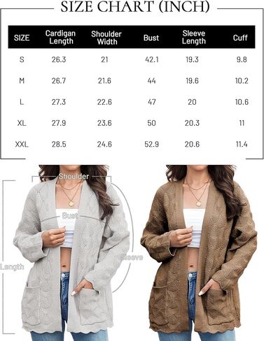 سترات كارديجان للنساء مفتوحة من الأمام وأكمام طويلة وسترات محبوكة خفيفة الوزن ومعاطف خارجية مع جيوب in Kuwait