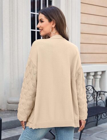 سترات كارديجان للنساء مفتوحة من الأمام وأكمام طويلة وسترات محبوكة خفيفة الوزن ومعاطف خارجية مع جيوب in Kuwait