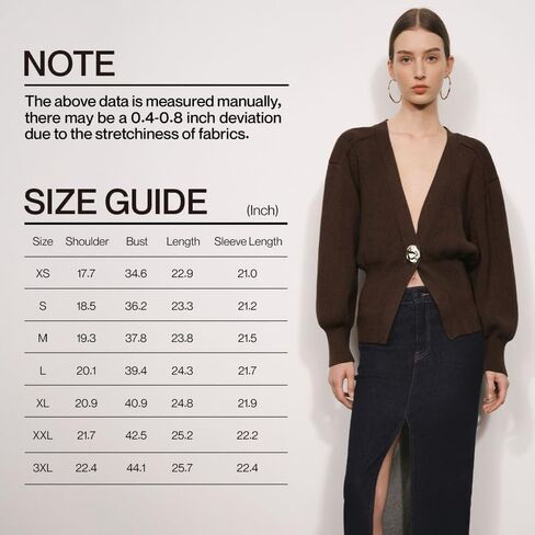 Women Knitted Cardigans Long Sleeve V-Neck Lightweight Sweater One Leaf Button Down Outwear in Kuwait
