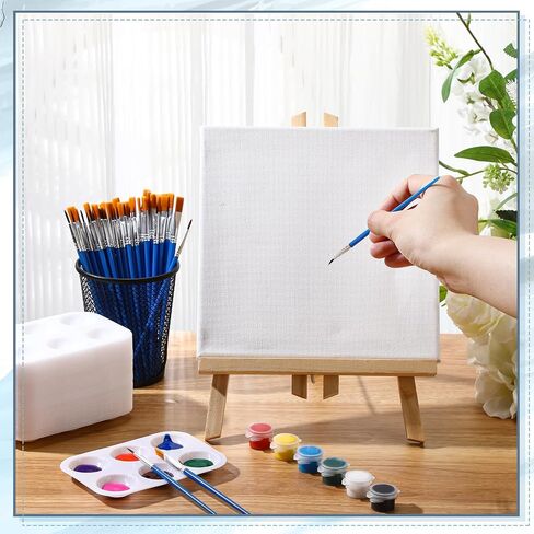 Paint Brushes Palettes Set 100 Pcs Nylon Painting Brush 50 Pcs Round Paint Tray Palettes Plastic Pallets Nylon Hair Paintbrush for Acrylic Oil Watercolor Students Art Paint Party Supplies in Saudi Arabia