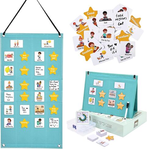 Kids Daily Routine Chart- Build Your Own Toddler Chore Chart- Visual Schedule for Kids Morning Bedtime Routine Chart | Behavior Chart for Kids at Home in Saudi Arabia
