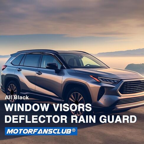 MotorFansClub 4 قطع أقنعة نافذة تناسب هايلاندر 2020 2021 2022 2023 2024 L LE XLE XSE هجين بلاتيني محدود، شريط على واقيات المطر خارج جبل تنفيس حاجب الرياح تنفيس ظلال سوداء in Saudi Arabia