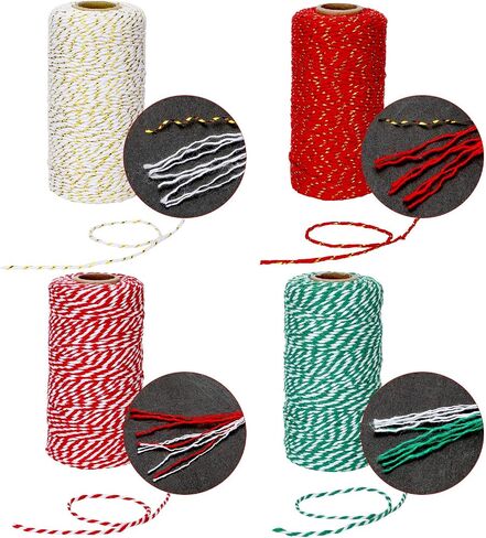 4 Rolls 1312 Feet Christmas Baker Twine Christmas Wrapping Twine Gift Packing Rope for Christmas DIY Supplies (Classic Colors) in Kuwait