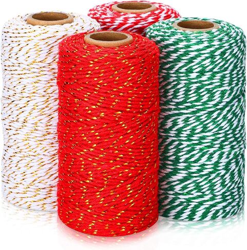 4 Rolls 1312 Feet Christmas Baker Twine Christmas Wrapping Twine Gift Packing Rope for Christmas DIY Supplies (Classic Colors) in Kuwait