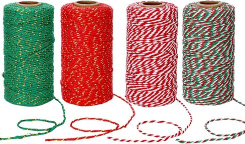 4 Rolls 1312 Feet Christmas Baker Twine Christmas Wrapping Twine Gift Packing Rope for Christmas DIY Supplies (Classic Colors) in Kuwait
