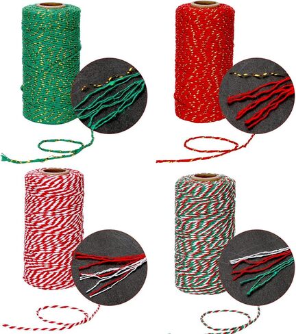 4 Rolls 1312 Feet Christmas Baker Twine Christmas Wrapping Twine Gift Packing Rope for Christmas DIY Supplies (Classic Colors) in Kuwait
