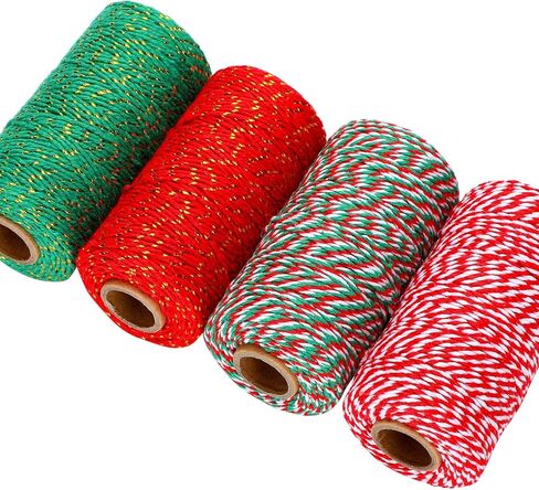4 Rolls 1312 Feet Christmas Baker Twine Christmas Wrapping Twine Gift Packing Rope for Christmas DIY Supplies (Classic Colors) in Kuwait