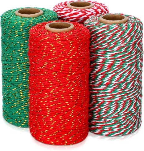 4 Rolls 1312 Feet Christmas Baker Twine Christmas Wrapping Twine Gift Packing Rope for Christmas DIY Supplies (Classic Colors) in Kuwait