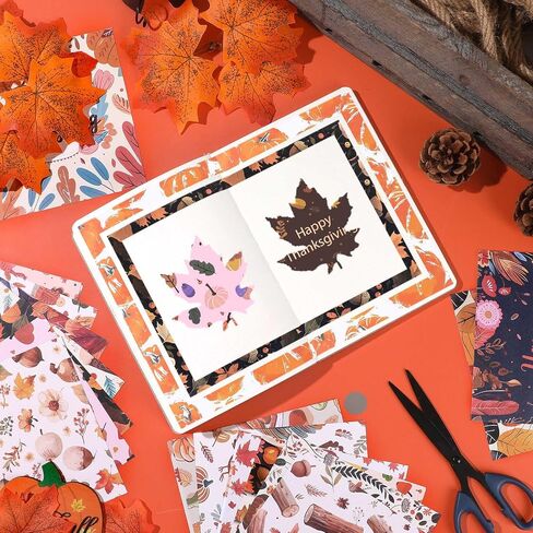 24 Designs Fall Scrapbook Paper, 6 Inch Thanksgiving Day Pattern Paper Single-Sided Pumpkin Maple Leaves Craft Origami Paper for Card Making DIY Background Junk Journal Party Decor in Saudi Arabia