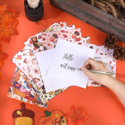 24 Designs Fall Scrapbook Paper, 6 Inch Thanksgiving Day Pattern Paper Single-Sided Pumpkin Maple Leaves Craft Origami Paper for Card Making DIY Background Junk Journal Party Decor in Saudi Arabia