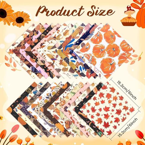 24 Designs Fall Scrapbook Paper, 6 Inch Thanksgiving Day Pattern Paper Single-Sided Pumpkin Maple Leaves Craft Origami Paper for Card Making DIY Background Junk Journal Party Decor in Saudi Arabia