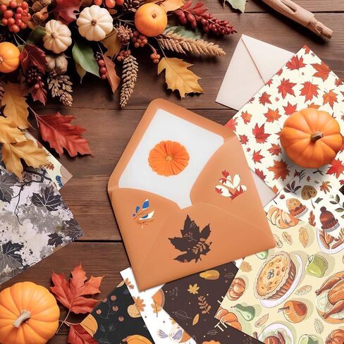 24 Designs Fall Scrapbook Paper, 6 Inch Thanksgiving Day Pattern Paper Single-Sided Pumpkin Maple Leaves Craft Origami Paper for Card Making DIY Background Junk Journal Party Decor in Saudi Arabia
