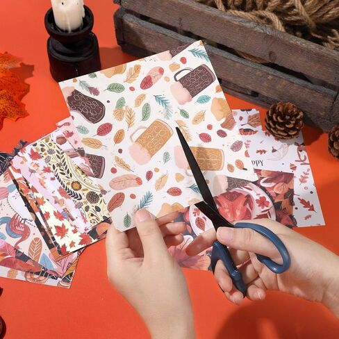 24 Designs Fall Scrapbook Paper, 6 Inch Thanksgiving Day Pattern Paper Single-Sided Pumpkin Maple Leaves Craft Origami Paper for Card Making DIY Background Junk Journal Party Decor in Saudi Arabia
