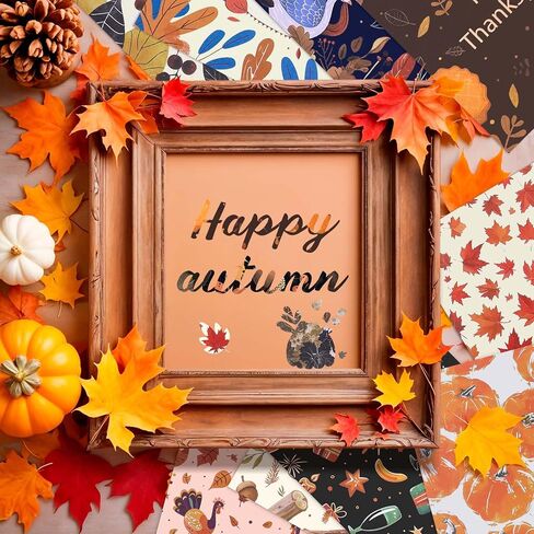 24 Designs Fall Scrapbook Paper, 6 Inch Thanksgiving Day Pattern Paper Single-Sided Pumpkin Maple Leaves Craft Origami Paper for Card Making DIY Background Junk Journal Party Decor in Saudi Arabia