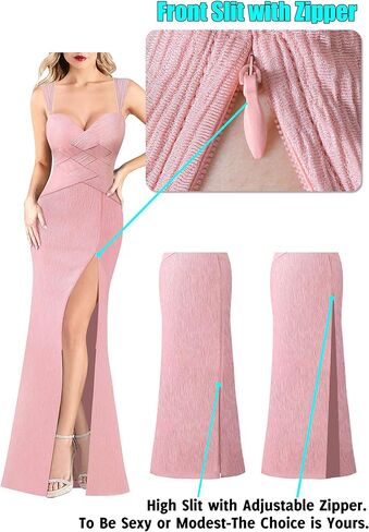 فستان VFSHOW نسائي رسمي للحفلات الراقصة مثير بفتحة رقبة على شكل قلب بدون ظهر مكشكش فستان ماكسي 2024 مجعد بحزام عريض فتحة عالية ثوب مسائي in Kuwait