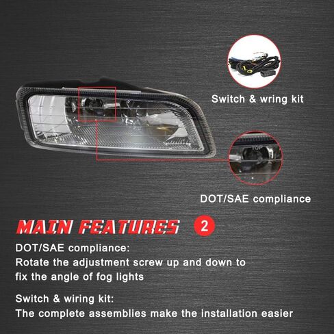 Driving Fog Lights Lamps Replacement for Honda Accord 2003-2007 Sedan JDM Japan style full kit 4 Door Only Rare with H11 12V 55W Halogen Bulbs & Wiring Harness Kit (Clear Lens) in Saudi Arabia