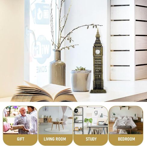 Big Ben Clock Tower Statue London Landmarks Model Metal UK Building Model Collectible Figurine Vintage Home Decor for Tourism Souvenir Desktop Decoration Bronze in Saudi Arabia