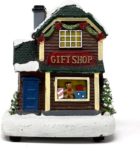 allgala Mini Christmas Village House Crafted Polyresin Mini Christmas House Collectable Figurine with Battery Power-Bakery Shop for Christmas Decoration-XH93612 in Kuwait