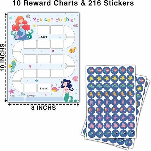 Sun Rainbow Theme Reward Chart, 10 Kids Behavior Charts with 216 Round Stickers, Sticker Incentive Responsibility Chart for Teens Kids Toddler Homework Assignments Attendance-A05 in Saudi Arabia