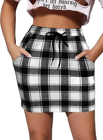 Avanova Women Drawstring Pocket Sweat Mini Skirt High Waisted Short Bodycon Skirt in Saudi Arabia