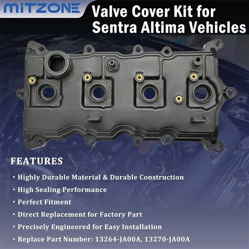Engine Valve Cover Kit w/Gaskets & Spark Plug Tube Seals Set, Oil Filler Cap, PCV Valve, Bolts Compatible with 2002-2006 Nissan Altima Sentra 2.5L (Replaces#13264-3Z001 13264 3Z001 264-982) in Saudi Arabia