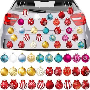 Bememo 30 Pcs Christmas Car Magnets Decorations Ball Shaped Christmas Garage Door Magnets Holiday Refrigerator Xmas Magnets Stickers for Outdoor Birthday Home Indoor Party Supplies, Colorful