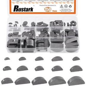 155Pcs 17 Sizes Woodruff Key Stock Assortment Kit Half Moon Semicircle Bond Key Flywheel Key Metric Hardware for Mechanical Industry Use