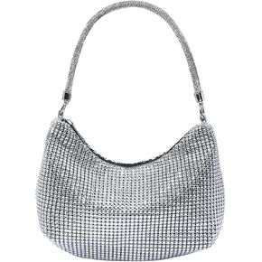 Verdusa Women's Rhinestone Purse Evening Handbag Glitter Sparkly Crescent Shoulder Bags