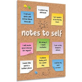 ZOCO — Notes to Self Poster — Mental Health Awareness — School Counselor Office Decor — Growth Mindset, Positive Thinking for Teens — Motivational Posters for Classrooms — LAMINATED, 12x18 inches