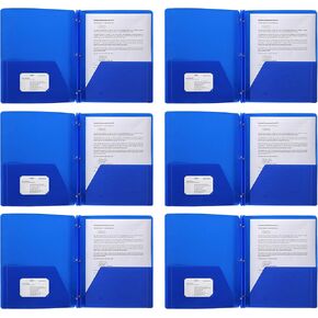 Plastic Pocket Folders, Colored Heavy Duty Durable Poly, 2 Pocket Folder, 3 Prong Fasteners, with Business Card Slot - 11" x 8 1/2" Sheet Size (Blue)