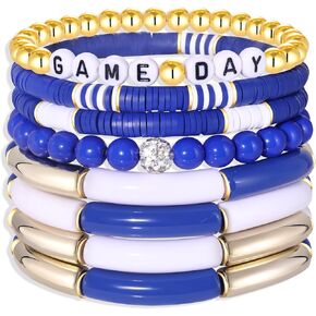 سوار يوم اللعبة لكرة القدم فريق الروح مجموعة أساور قابلة للتمدد من الخيزران الأكريليك أنبوب الإسورة سوار الكلية والمدرسة كرة القدم الرياضية مجوهرات إكسسوارات هدية in Kuwait