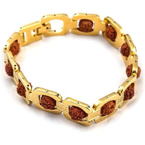 LOVENSPIRE Rudraksha Bracelet for Men Women Gold Plated Designer Himalayan Bead Bracelet 5-mukhi Face Rudraksha Bead Golden Color Stylish Spiritual Jewelry for Positive Energy, Prosperity