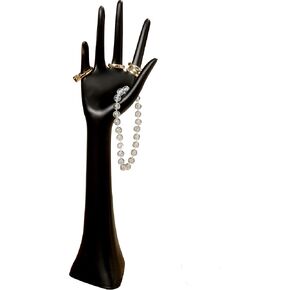 Organizer Hand, Jewelry and Eye Glasses Holder, Ring Stand, Necklace Display, Dresser Top or Vanity Piece, Black, Sculptural, Form, Artisan Cast Poly Resin, Approximately 14 Inches Tall