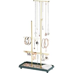 حامل مجوهرات Tektalk، منظم المجوهرات، برج المجوهرات، حامل عرض شجرة رف المجوهرات، حامل ارتفاع قابل للتعديل للقلائد والأساور والأقراط والخواتم - ذهبي in Kuwait