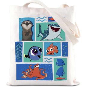 ENSIANTH Nemo Dory Movie Merch Dory Fish Fans Tote Bag Animal Ocean Gift Clownfish Dory Lover Shoulder Bag Squirt Turtle Gift