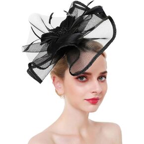Yokawe Fascinator Hat for Women Tea Party Hats Organza Feather Headband Kentucky Derby Fascinators for Wedding Cocktail