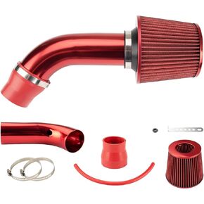 3" Universal Cold Air Intake Kit, Aluminum Car Air Intake Pipe Kit, Red