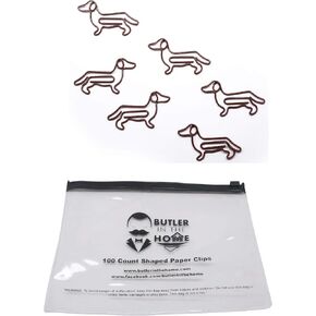 Butler in the Home Dog Dachshund Shaped Paper Clips Great for Paper Clip Collectors or Dog and Pet Lovers (Style #2) (Brown 100 Count)