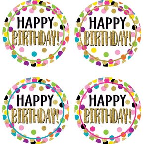 Teacher Created Resources Confetti Happy Birthday Wear 'Em Badges, Pack of 32 -TCR5598