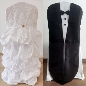 YHC#162 YHC#160 Wedding Party Birthday 2 Pack Mr and Mrs for Bride and Groom Chic Elegant Fantastic Chair Back Covers Suit for Wedding Party Birthday Events Décor