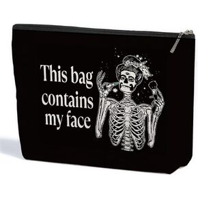 Skeleton Skull Tarot Cards Goth Gifts Funny Makeup Bag, Book Lover Gifts Spooky Gifts Gothic Cosmetic Bag, Halloween Party Favors Bookish Gifts for Readers Women, Toiletry Bag for Halloween Christmas