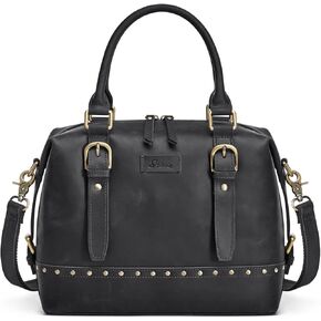 S-ZONE Top Grain Leather Crossbody Bag for Women Doctor Bag Shoulder Satchel Purse Bag