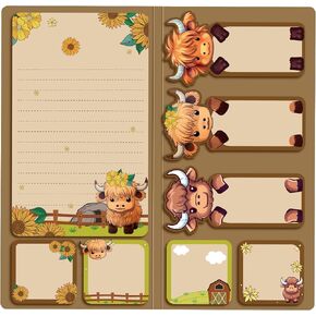 240 Sheets Highland Cow Sticky Notes Set Adhesive Cute Memo Notes Highland Cow Shaped Self Stick Notes Pads for Office Desk School Study Work Supplies Accessories Gifts