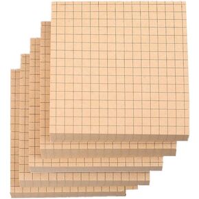 Sticky Notes 3x3 Self Stick Notes Grid Note Paper Use for Office School Home, 5 Pads/Pack, 80 Sheets/Pad, Total 400 Sheets (Beige Grid)